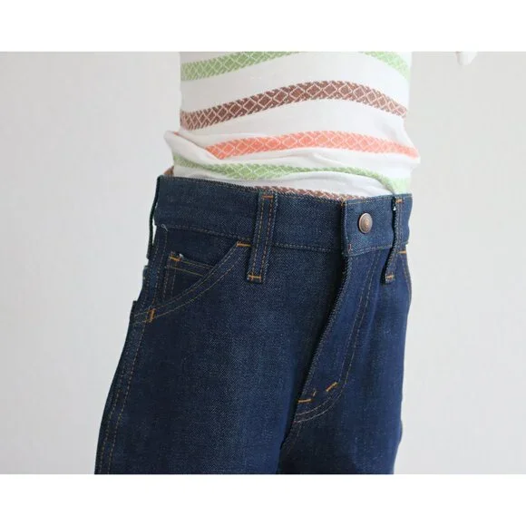 Deadstock, 1970's Vintage Bayly Dark Wash Jeans Kid's Size 5 to 6 Extra Small XS